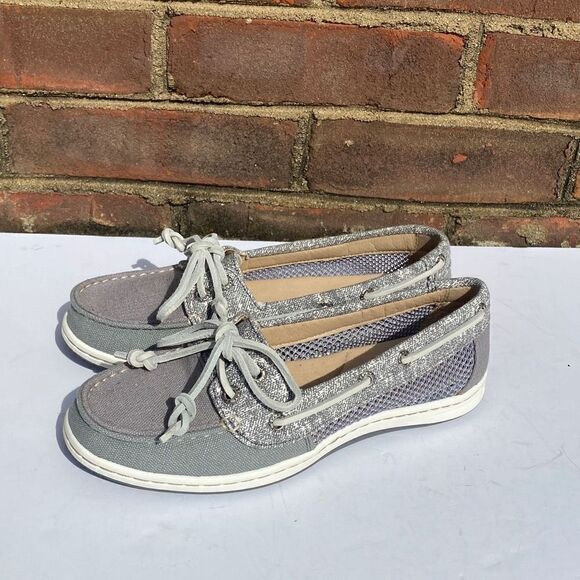 Sperry Sand Grey Canvas Firefish Core Top-Sider Boat Slip On Shoe Size 5 NEW - Picture 4 of 10